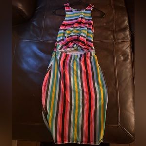 Striped colorful cut out dress - dress it up or down - sized medium